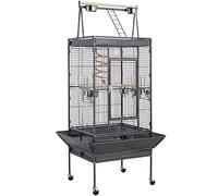 costoffs 174cm Extra Large Bird Cage Large Parrot Cage Open Play Top Budgie Cage Metal Bird Aviary with Perch Stand for Parakeets/Cockatiels, Black