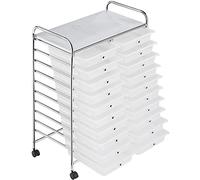 costoffs 20 Drawer Rolling Storage Cart Bin Organizer on Wheels Scrapbook Paper Office School Organizer White