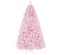 costoffs 6ft Frosted Artificial Christmas Tree 820 Premium Hinged Xmas Holiday Decorative Tree Snow Flocked Pine Tree, Pink