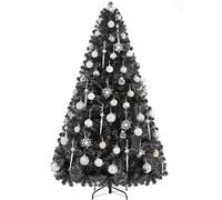 costoffs 6ft Hinged Spruce Christmas Tree, Unlit Tree, Black | 183cm Artificial Xmas Tree | 1000 PVC Branch Tips | Foldable Stand | Festival & Home & Office Decoration