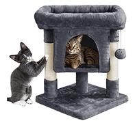 costoffs Basic Cat Tree Tower with Condo, Dark Grey | Large Padded Plush Perch, Sisal Scratching Posts, Activity Centre, for Kittens