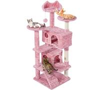 costoffs Cat Tree 137cm Cat Scratching Posts with Cozy Condos and Ladder for Indoor Cats, Pink