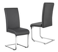 costoffs Dining Chair Set of 2 Leather Kitchen Chairs Durable Modern Dining Chair with Protective Footpads, Gray
