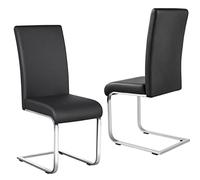 costoffs Dining Chair Set of 2 Leather Kitchen Chairs Durable Modern Dining Chair with Protective Footpads, Black