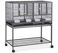 costoffs Divided Breeder Cage Large Metal Bird Cage with Rolling Stand for Small Birds Budgies Cockatiels Lovebirds Black