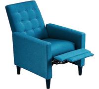 costoffs Fabric Recliner Armchair Modern Lounge Sofa Couch Adjustable Reclining Chair with Comfy Cushioned Seat Backrest Home Bedroom Living Room Furniture Blue