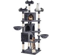 costoffs Large Cat Tree, 194cm Cat Tower with 3 Big Condos, Sisal Scratching Posts & Ramp Scratching Board, Cat Bed Furniture for Indoor Cats Play, Dark Gray