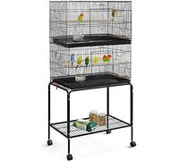 costoffs Large Flight Cage Wide Bird Cage Parrot Cage Breeding Cage for Budgie Parakeets Conures with Rolling Stand Slide-out Tray Wood Perches