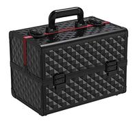 costoffs Luggage Cosmetic Cases Beauty Box Professional Makeup Storage Box Salon Barber Case (Black/Red)