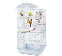 costoffs Metal Parrot Cage Bird Cage for Small Birds/Canary/Cockatiel/Budgie 99cm High White w/Swing & Ladder