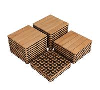 Costoffs Pack of 27 Fir Wood Flooring Tiles Wood Plastic Interlocking Flooring Tiles Waterproof & Non-Slip for Balcony Patio Garden Deck Poolside,30x30 cm Natural Wood-Straight