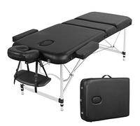 costoffs Portable Massage Table Aluminum Massage Bed Spa Bed Beauty Table Height Adjustable Salon Bed 70cm Width Black