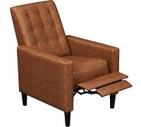 costoffs PU Leather Recliner Armchair Modern Lounge Sofa Couch Adjustable Reclining Chair with Comfy Cushioned Seat Backrest Home Bedroom Living Room Furniture Brown