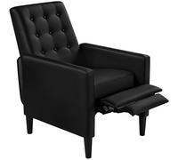 costoffs PU Leather Recliner Armchair Modern Lounge Sofa Couch Adjustable Reclining Chair with Comfy Cushioned Seat Backrest Home Bedroom Living Room Furniture Black