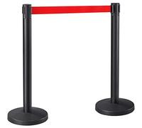 costoffs Queue Barrier Belt Stanchion Retractable Crowd Control Barriers Stainless Steel Queue Security Pole 1 Set Red