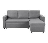 costoffs Reversible Sectional Sofa L-Shaped Chaise Sleeper L-Shaped Reversible Sofa Bed with Pull Out Bed & Storage for Limited Spaces Light Gray