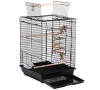 costoffs Small Parrot Cage Travel Cage w/Open Play Top for Pet Birds Canary Parakeet Cockatiel Budgie Black