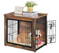 costoffs Wooden Furniture Style Dog Crate Small Pet Cage with Double Doors/Latches/Washable Mat for Small Puppies End Table, 69× 51× 61cm