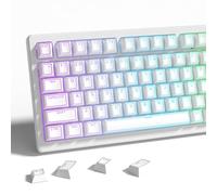 COSTOM White PBT Keycaps Shine Through, Custom Double Shot PBT Keycaps 60 75 80 96 100 Percent, for Full Mechanical Gaming Keyboard Keys Caps Set 142 Keys, Cherry Profile, Cool Backlit