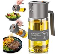 Costop Oil Sprayer for Cooking, 2025 Large Advanced Olive Oil Dispenser Bottle,500ml/17oz Glass Olive Oil Sprayer,2 in 1 Even Spray with Portion Control for Kitchen, Air Fryer, Salad, BBQ - Gray