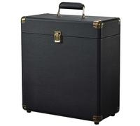 Costravio Vinyl Record Storage Case LP Album Collection Display Box Water Resistant Vinyl Record Organizer Storage Holds 45 Valuable Records 7/10/12 Inch Collapsible Storage Crate Black