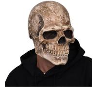 CosTribe Creepy Full Head Skull Mask with Moving Jaw Halloween Scary Latex Helmet for Cosplay Party Props. (Grey)