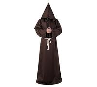 Costume Adult Men, Medieval Priest Monk Robe Hooded Cap Costume Medieval Friar Hooded, Renaissance Priest Robe, Halloween Costumes for Men, Friar Cowl Robe Fancy Cosplay