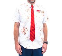 Costume Agent Shaun of The Dead Zombie Killer Halloween Cosplay Uniform Costume for Adult Men & Women - Button Up Shirt and NameTag