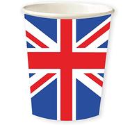 Costume and Party Store Union Jack Party Tableware 2022 Queens Platinum Jubilee Paper Cups 8 Pack, Red White Blue