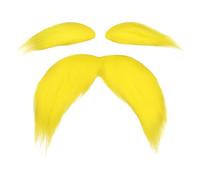 Costume Beard - Yellow Moustache | Carnival Facial Hair | Fake Moustache Set with Eyebrows for Halloween Cosplay Adult Theatre Props Party Gag Funny Accessories Self-Adhesive Yellow