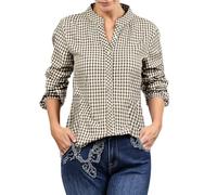 Costume Blouse Women's Checked Oktoberfest Blouse Long Sleeve Red Costume Shirt Casual V Neck Stand-Up Collar Costume Blouses with Buttons Simple Costume Top for Beer Festival