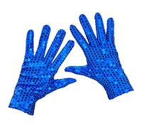 Costume Dress up Dance Sequin Gloves - Blue -