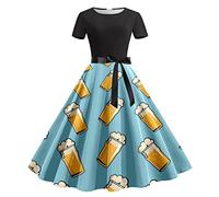 Costume Dress Women's Oktoberfest Cocktail Dress Short Sleeve Knee Length A-line Horn Swing Formal Party Dress Skirt Elegant Dresses For Wedding Guests, Green, XXL