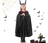 Costume For Girls | Evil Queen Costume For Girls | Devil Queen For, Evil Witch Costumes With Horn Headband, Cape For Halloween Cosplay