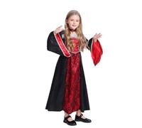 Costume for Girls Halloween Witch Outfit Kids Gothic Dress up Play Set Toddler Girls Party Performance Wear Victorian Vampiress Queen Dress up Party Age 5-14 Years (Medium(8-10 Years))