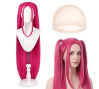 Costume for Kids, Anime Cosplay Wig for Halloween Parties and Stage Performances, Long Pink Synthetic Hair with Adjustable Cap, Length 65 Cm, Head Circumference 52-58 cm