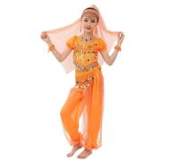 Costume Kids Girls Outfit Belly Dancing Astronaut Harem Pants Fireman Sequin Jumpsuit Egyptian Festival Wear Cowgirl Indian Dance Costumes Greek Ballet Ethnic for,Orange,5-6 Years