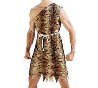 Costume - Leopard Print Primitive Bodysuit Set | Funny Halloween Cosplay Outfit Men Women Stage Performance Party Carnival Masquerade Polyester Durable
