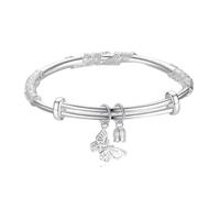 Costume Pearls Adjustable Silver Bracelet With An Elegant Pattern Made Of S925 Material Perfect As A Birthday Or Any (Silver, One Size)