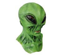 Costume - Scary , Funny Green Character with Big Eyes, Haunted House Props, Horror Green Face Protection for Adults, Masquerades, Parties, Stage Performances