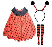 Costume Set Ladybird Fancy Dress Set For Halloween Cosplay Party Striped Stockings Polkas Dots Dress Headband Dress Costume Women Girls