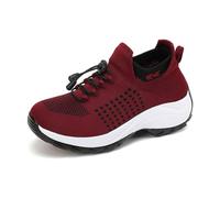 Costume Shoes Women's Couples Mesh Running Shoes Fitness Shoes Comfortable Trainers Leisure Platform Trainers Wide Feet Sports Shoes Street Running Shoes Flat Elevate Shoes Barefoot Shoes, Wine Red, 8