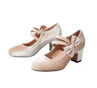 Costume Shoes Women's Dirndl Shoes Traditional Dirndl Shoes Elegant High Shoes Fashionable High Heels with Round Summer Shoes High Heels Pumps for Leisure Business Oktoberfest Trainers, beige, 4 UK