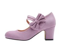 Costume Shoes Women's Pumps Elegant Comfortable Dirndl Shoes Heel Shoes Straps Traditional High Heels Party Shoes Dance Shoes with Heel Festive Women's Shoes for Oktoberfest, Light purple, 12 UK