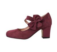 Costume Shoes Women's Pumps Elegant Comfortable Dirndl Shoes Heel Shoes Straps Traditional High Heels Party Shoes Dance Shoes with Heel Festive Women's Shoes for Oktoberfest, Wine Red, 8 UK