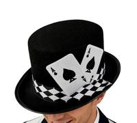 Costume Top Hat - Playing Card Design, Decorative Felt Cylinder, For Professional Entertainers, Teachers In The Theatre Area, Planner Of Parties, Cosplayers, Performances For Halloween On Stage And