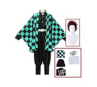 (Costume wig, XXL) Demon Slayer Tanjirou Kamado Cosplay Costume Anime Kimetsu No Yaiba Kamado Tanjirou Cosplay Wig Kimo