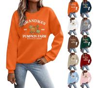 Costume Women for Halloween Funny Pumpkin Shirts Plus Size Halloween Sweatshirts Long Sleeve Tops Pullover Scary Festival Outfits Clothes (Light Blue, L)