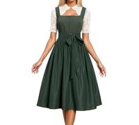 Costume Women's German Dirndl Dress Cosplay Outfit Oktoberfest Party Lace Vest Apron Skirt Traditional European Folk Clothing (Green, S)