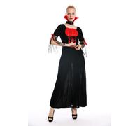 Costume Women's Halloween Bad Fee Vampire Dress Long Black Red Size M
